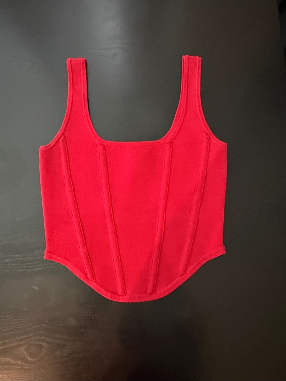 Express - Body Contour Red Corset-Style Square Neck Tank Top